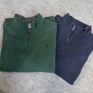 Polo Ralph‎ Lauren Sweater *LOT OF 2* Men 3XLT Green Blue Luxury Jersey 1/4 Zip